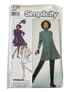 Vintage 80s Simplicity 8738 Pattern Misses Medium Tunic Pants Skirts Retro UNCUT